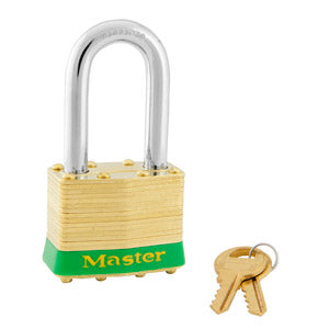 Master Lock 2 Laminated Brass Padlock 1-3/4in (44mm) wide-Master Lock-Green-1-1/2in-2KALFGRN-KeyedAlike.com