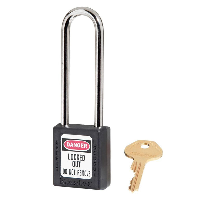 Master Lock 410 Zenex™ Thermoplastic Safety Padlock, 1-1/2in (38mm) Wide with 1-1/2in (38mm) Tall Shackle-Master Lock-Keyed Alike-3in-410KALTBLK-KeyedAlike.com
