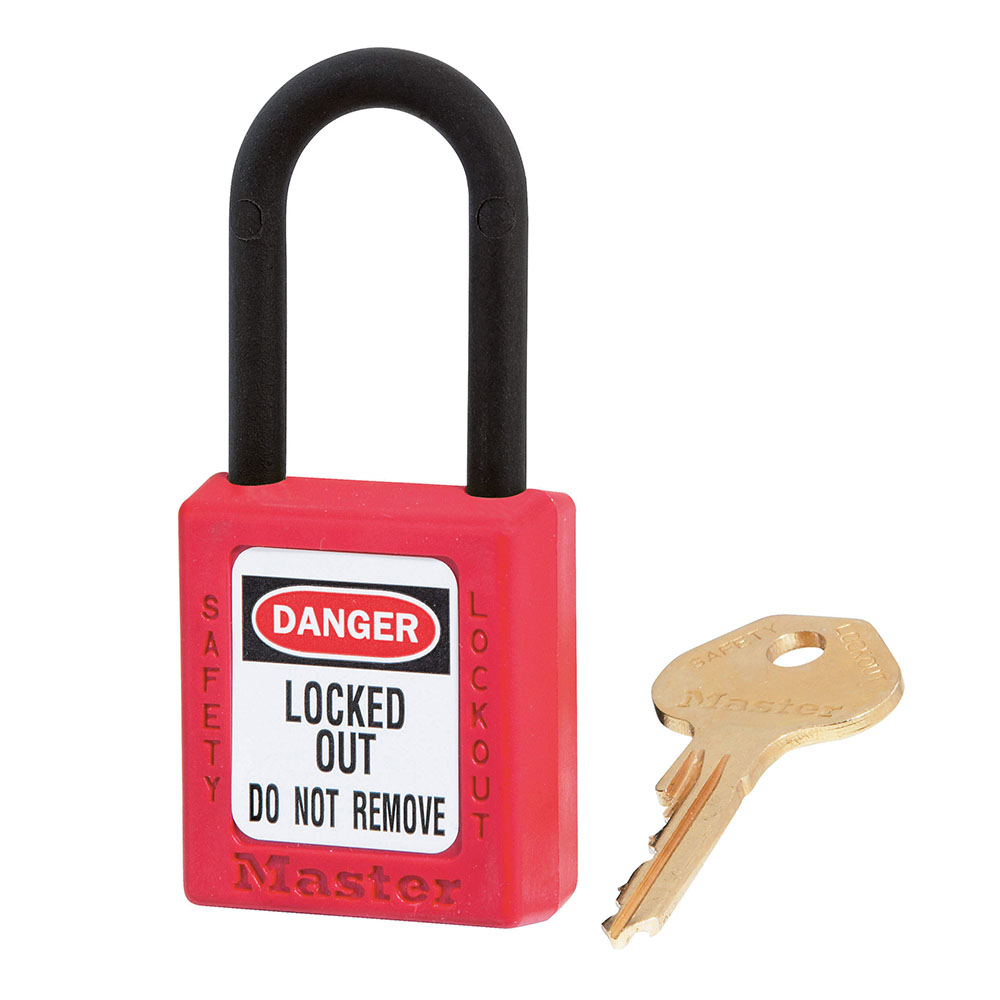 Master Lock 406 Dielectric Zenex™ Thermoplastic Safety Padlock, 1-1/2in (38mm) Wide with 1-1/2in (38mm) Tall Nylon Shackle-Keyed-Master Lock-Red - 406KARED