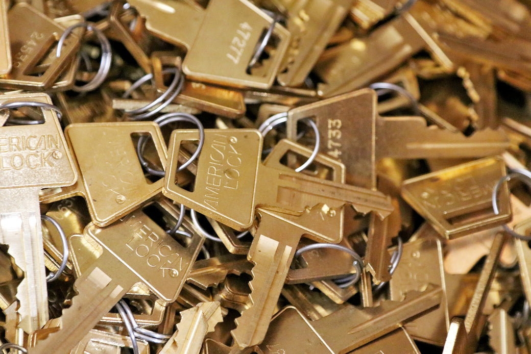American Lock keys with the key number stamped on the bow.