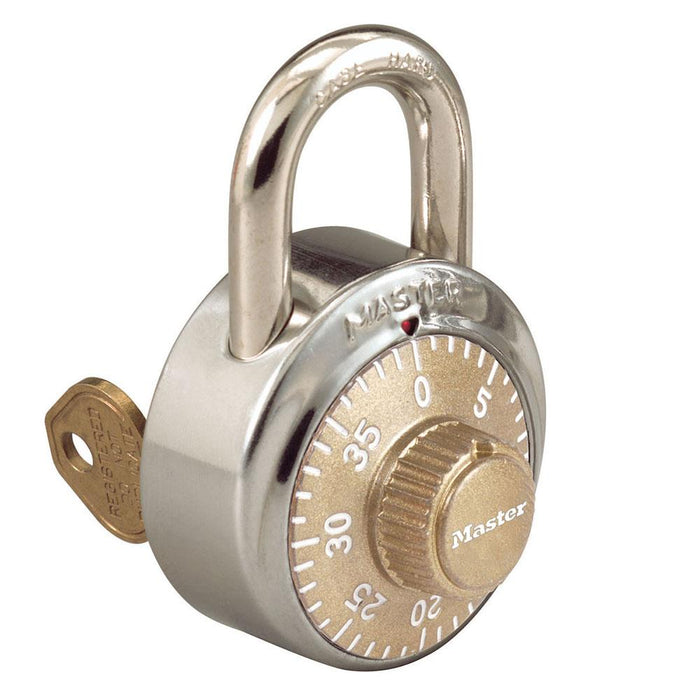 Master Lock 1525 General Security Combination Padlock with Key Control Feature and Colored Dial 1-7/8in (48mm) Wide-1525-Master Lock-Gold-1525GLD-KeyedAlike.com
