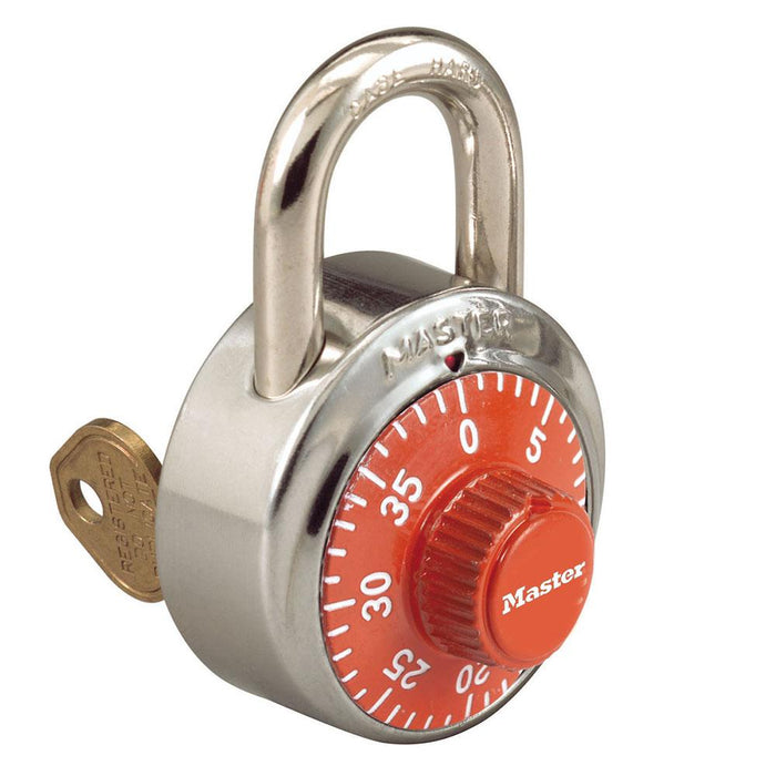 Master Lock 1525 General Security Combination Padlock with Key Control Feature and Colored Dial 1-7/8in (48mm) Wide-1525-Master Lock-Orange-1525ORJ-KeyedAlike.com