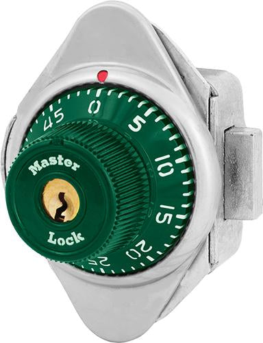 Master Lock 1671MD Built-In Combination Lock with Metal Dial for Lift Handle, Single Point and Box Lockers - Hinged on Left-Master Lock-Green-1671MDGRN-KeyedAlike.com
