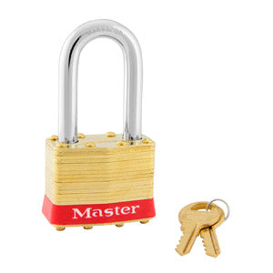 Master Lock 2 Laminated Brass Padlock 1-3/4in (44mm) wide-Master Lock-Red-1-1/2in-2KALFRED-KeyedAlike.com