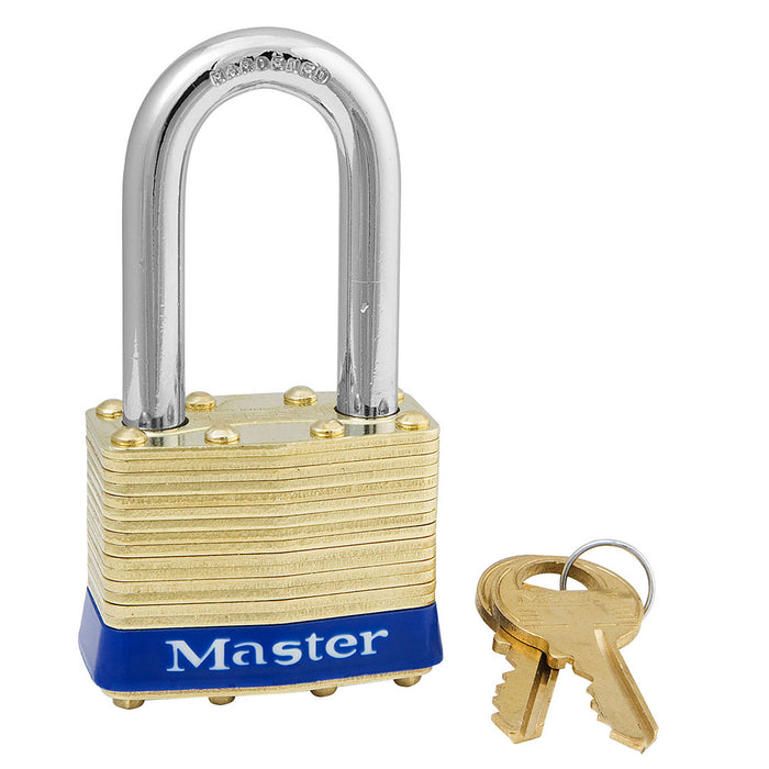 Master Lock 2 Laminated Brass Padlock 1-3/4in (44mm) wide-Master Lock-Blue-1-1/2in-2KALF-KeyedAlike.com