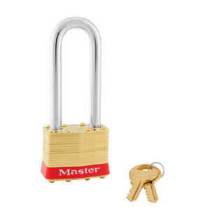 Master Lock 2 Laminated Brass Padlock 1-3/4in (44mm) wide-Master Lock-Red-2-1/2in-2KALJRED-KeyedAlike.com