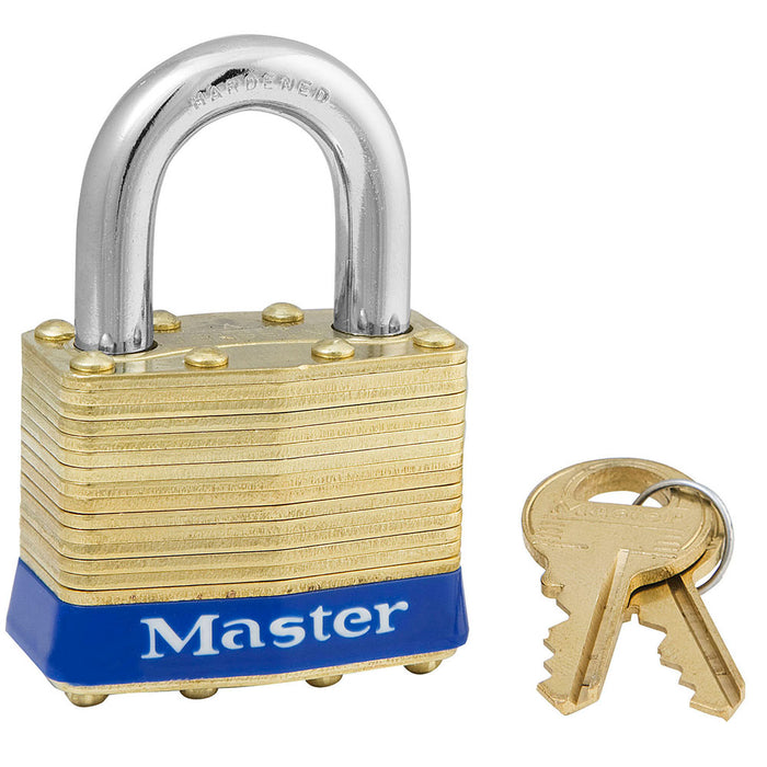 Master Lock 2 Laminated Brass Padlock 1-3/4in (44mm) wide-Master Lock-Blue-15/16in-2KA-KeyedAlike.com