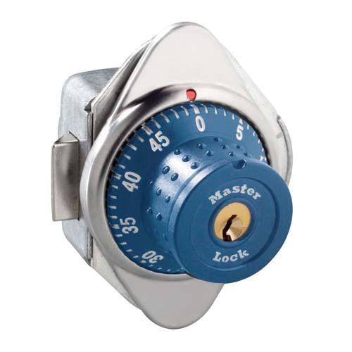 Master Lock 1654MD Built-In Combination Lock with Metal Dial for Horizontal Latch Box Lockers - Hinged on Right-Combination-Master Lock-Blue-1654MDBLU-KeyedAlike.com