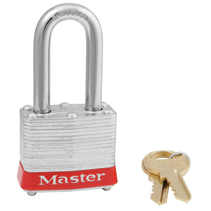 Master Lock 3 Laminated Steel Padlock 1-9/16in (40mm) Wide-Keyed-Master Lock-Red-Keyed Different-3LFRED-MasterLocks.com