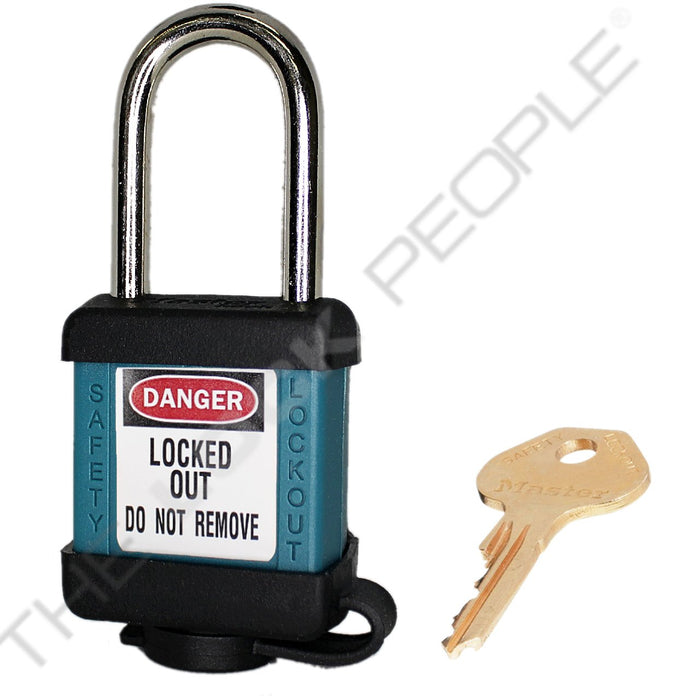 Master Lock 410COV Padlock with Plastic Cover 1-1/2in (38mm) wide-Master Lock-Teal-Keyed Alike-410KATEALCOV-KeyedAlike.com