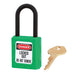 Master Lock 406 Dielectric Zenex™ Thermoplastic Safety Padlock, 1-1/2in (38mm) Wide with 1-1/2in (38mm) Tall Nylon Shackle-Keyed-Master Lock-Green-Keyed Alike-406KAGRN-KeyedAlike.com