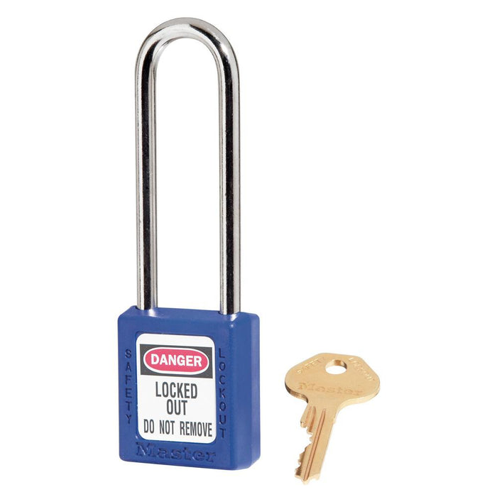 Master Lock 410 Zenex™ Thermoplastic Safety Padlock, 1-1/2in (38mm) Wide with 1-1/2in (38mm) Tall Shackle-Master Lock-Keyed Alike-3in-410KALTBLU-KeyedAlike.com