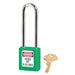 Master Lock 410 Zenex™ Thermoplastic Safety Padlock, 1-1/2in (38mm) Wide with 1-1/2in (38mm) Tall Shackle-Master Lock-Keyed Alike-3in-410KALTGRN-KeyedAlike.com