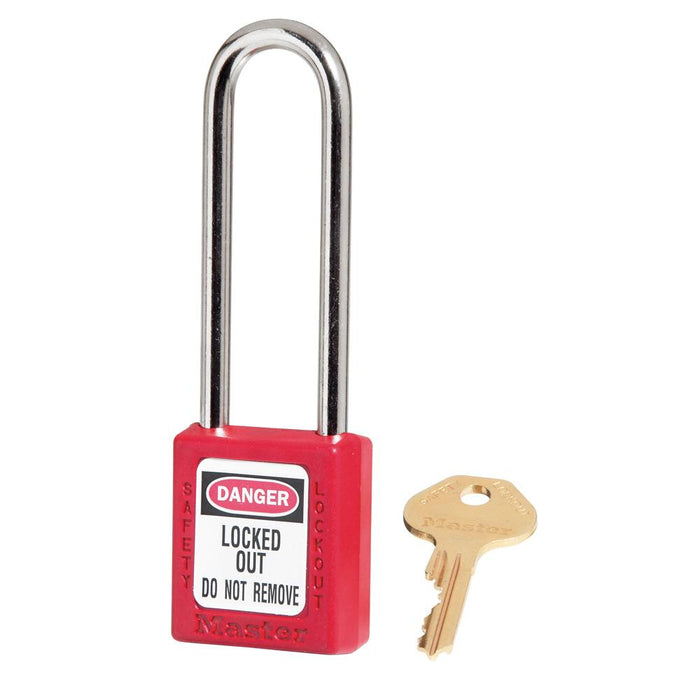 Master Lock 410 Zenex™ Thermoplastic Safety Padlock, 1-1/2in (38mm) Wide with 1-1/2in (38mm) Tall Shackle-Master Lock-Keyed Alike-3in-410KALTRED-KeyedAlike.com