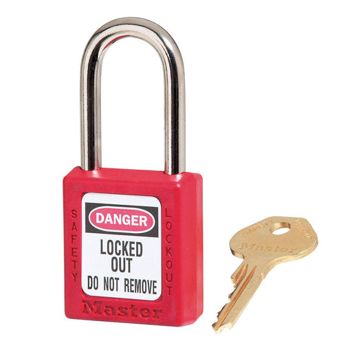 Master Lock 410 Zenex™ Thermoplastic Safety Padlock, 1-1/2in (38mm) Wide with 1-1/2in (38mm) Tall Shackle-Master Lock-Keyed Alike-1-1/2in-410KARED-KeyedAlike.com