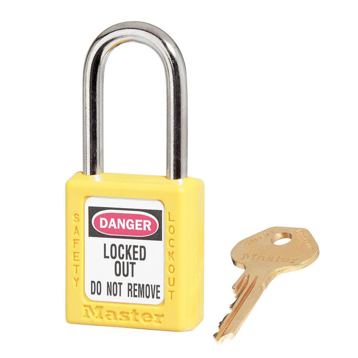 Master Lock 410 Zenex™ Thermoplastic Safety Padlock, 1-1/2in (38mm) Wide with 1-1/2in (38mm) Tall Shackle-Master Lock-Keyed Alike-1-1/2in-410KAYLW-KeyedAlike.com