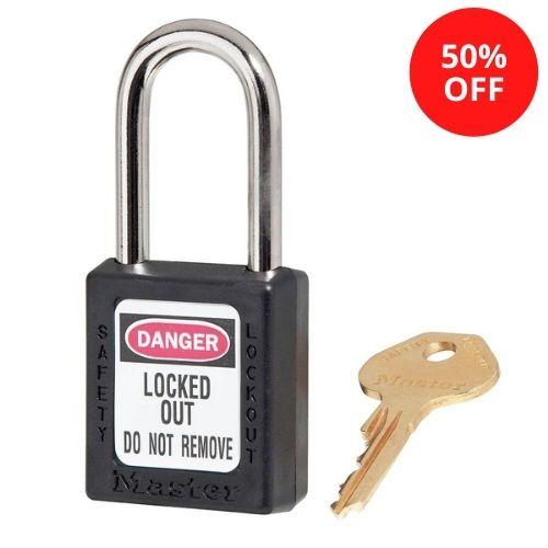 Master Lock 410BLK2KEY Zenex™ Thermoplastic Safety Padlock, 1-1/2in (38mm) Wide with 1-1/2in (38mm) Tall Shackle-Keyed-Master Lock-410BLK2KEY-KeyedAlike.com