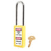 Master Lock 411 Zenex™ Thermoplastic Safety Padlock, 1-1/2in (38mm) Wide with 1-1/2in (38mm) Tall Shackle-Keyed-Master Lock-Yellow-Keyed Alike-411KALTYLW-KeyedAlike.com