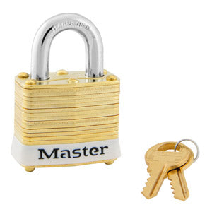 Master Lock 4 Laminated Brass Padlock 1-9/16in (40mm) wide-Master Lock-White-3/4in-4KAWHT-KeyedAlike.com
