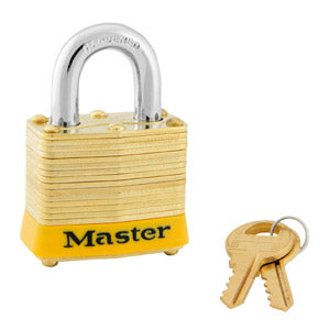 Master Lock 4 Laminated Brass Padlock 1-9/16in (40mm) wide-Master Lock-Yellow-3/4in-4KAYLW-KeyedAlike.com