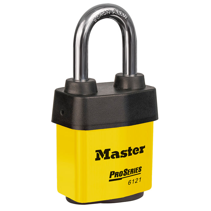 Master Lock 6121 Padlock 2-1/8in (54mm) wide-Master Lock-Yellow-1-1/2in-6121KALFYLW-KeyedAlike.com