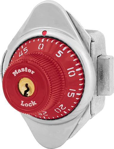 Master Lock 1671MD Built-In Combination Lock with Metal Dial for Lift Handle, Single Point and Box Lockers - Hinged on Left-Master Lock-Red-1671MDRED-KeyedAlike.com