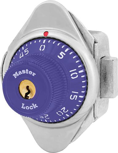 Master Lock 1671MD Built-In Combination Lock with Metal Dial for Lift Handle, Single Point and Box Lockers - Hinged on Left-Master Lock-Purple-1671MDPRP-KeyedAlike.com