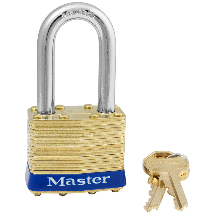 Master Lock 82 Laminated Brass Padlock 1-3/4in (44mm) wide-Master Lock-1-1/2in-82KALF-KeyedAlike.com