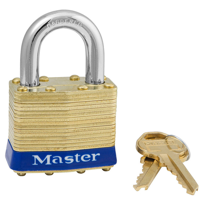 Master Lock 82 Laminated Brass Padlock 1-3/4in (44mm) wide-Master Lock-15/16in-82KA-KeyedAlike.com