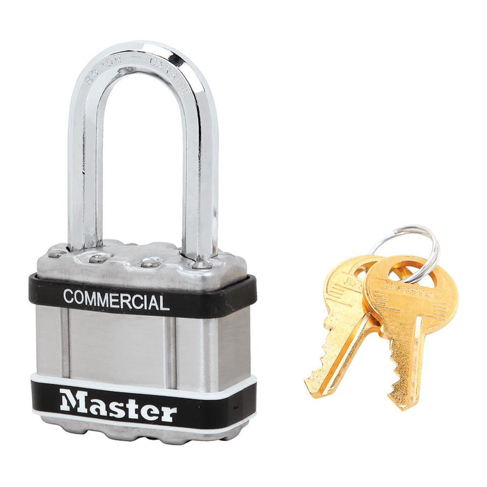 Master Lock M1 Commercial Magnum Laminated Steel Padlock with Stainless Steel Body Cover 1-3/4in (44mm) Wide-Keyed-Master Lock-Keyed Alike-1-1/2in (38mm)-KeyedAlike.com