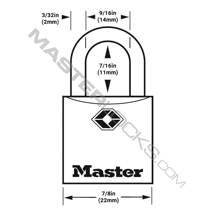 Master Lock 4683Q Solid Metal TSA-Accepted Luggage Lock; 4 Pack 7/8in (22mm) Wide-Keyed-Master Lock-4683Q-KeyedAlike.com
