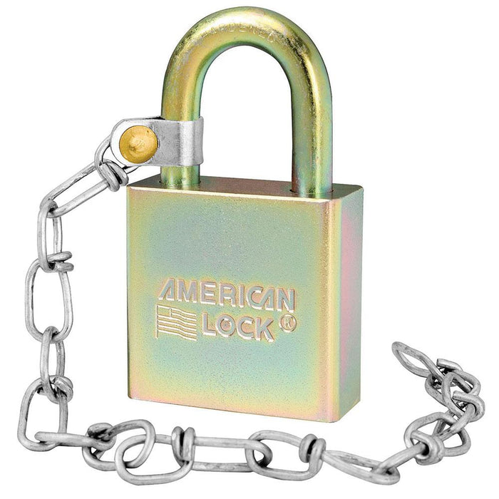 Master Lock A5200GLWNKA Government Padlock, with Chain and 1-1/8in (28mm) Tall Shackle NSN: 5340-01-588-1010-Keyed-American Lock-Keyed Alike-A5200GLWNKA-KeyedAlike.com