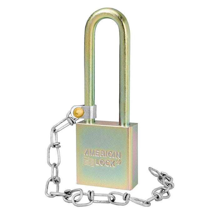 Master Lock A5202GLWNKA Government Padlock, with Chain and 3in (75mm) Tall Shackle NSN: 5340-01-588-1905-Keyed-American Lock-Keyed Alike-A5202GLWNKA-KeyedAlike.com