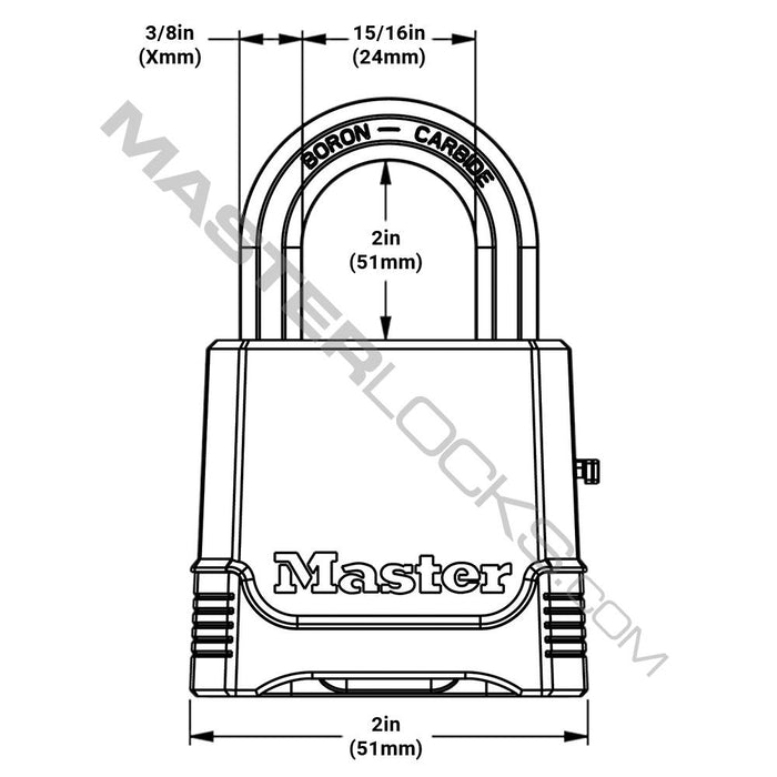 Master Lock M176XD 2in (51mm) Wide Magnum® Zinc Die-Cast Body Padlock ; Set Your Own Combination-Master Lock-M176XDLH-KeyedAlike.com