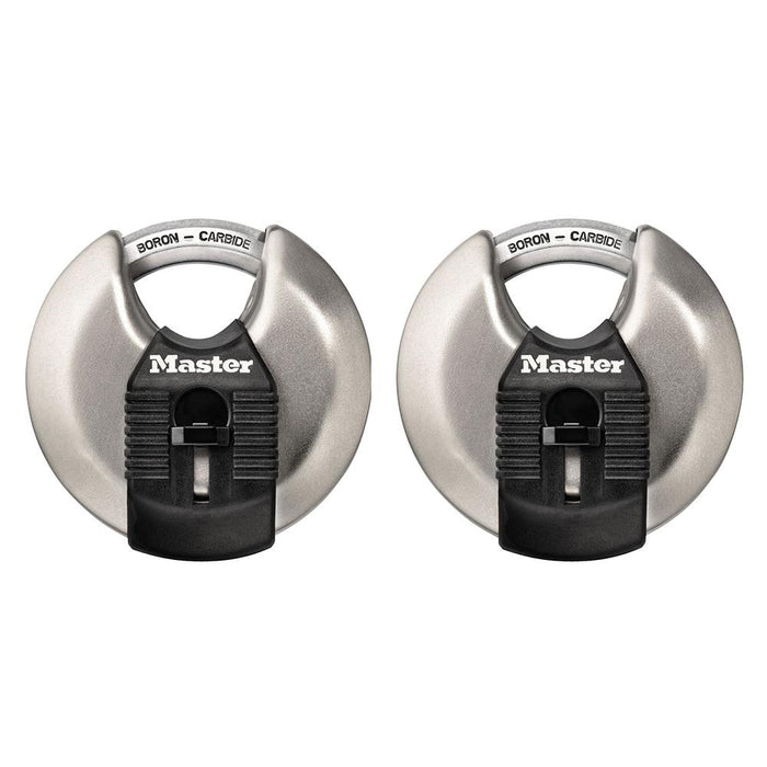 Master Lock M40XT 2-3/4in (70mm) Wide Magnum® Stainless Steel Discus Padlock with Shrouded Shackle; 2 Pack-Master Lock-M40XT-KeyedAlike.com