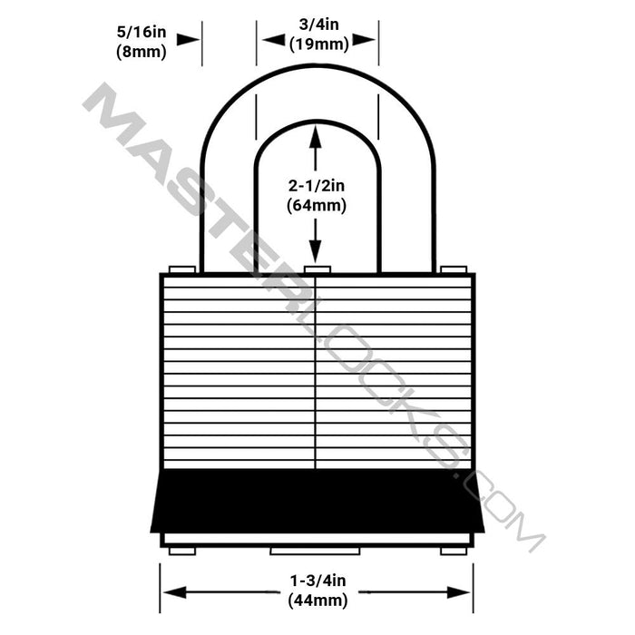 Master Lock 1TRI 1-3/4in (44mm) Wide Laminated Steel Padlock with 2-1/2in (64mm) Shackle; 3 Pack-Keyed-Master Lock-1TRILJ-KeyedAlike.com