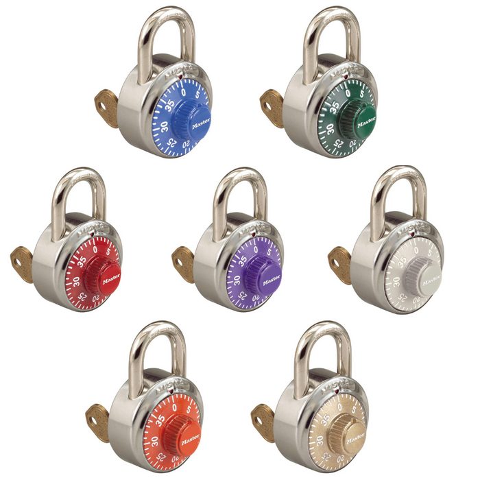 Master Lock 1525 General Security Combination Padlock with Key Control Feature and Colored Dial 1-7/8in (48mm) Wide