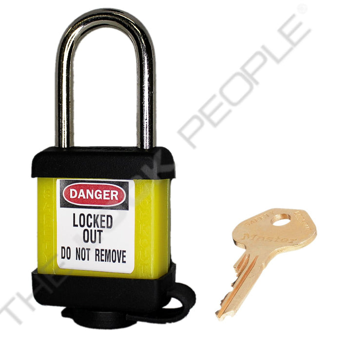 Master Lock 410COV Padlock with Plastic Cover 1-1/2in (38mm) wide-Master Lock-Yellow-Keyed Alike-410KAYLWCOV-KeyedAlike.com