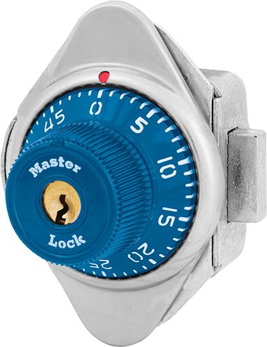 Master Lock 1671MD Built-In Combination Lock with Metal Dial for Lift Handle, Single Point and Box Lockers - Hinged on Left-Master Lock-Blue-1671MDBLU-KeyedAlike.com