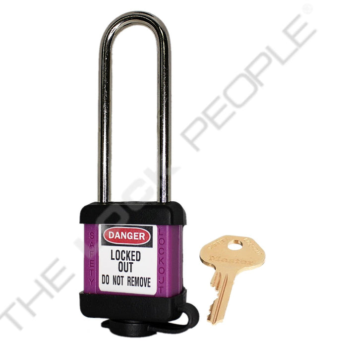 Master Lock 410COV Padlock with Plastic Cover 1-1/2in (38mm) wide-Master Lock-Purple-Keyed Alike-410KALTPRPCOV-KeyedAlike.com